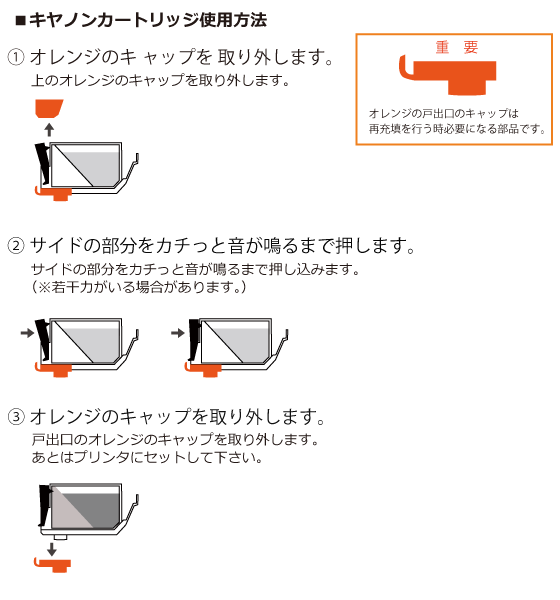 キヤノンカートリッジ使用方法